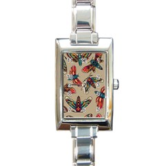 Tattoos Colorful Seamless Pattern Rectangle Italian Charm Watch by Amaryn4rt