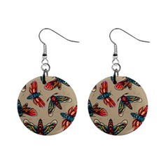 Tattoos Colorful Seamless Pattern Mini Button Earrings by Amaryn4rt