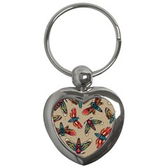 Tattoos Colorful Seamless Pattern Key Chain (heart)