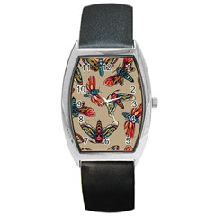 Tattoos Colorful Seamless Pattern Barrel Style Metal Watch by Amaryn4rt