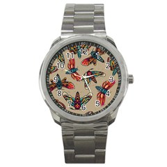 Tattoos Colorful Seamless Pattern Sport Metal Watch by Amaryn4rt