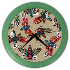 Tattoos Colorful Seamless Pattern Color Wall Clock by Amaryn4rt