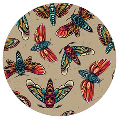 Tattoos Colorful Seamless Pattern Round Trivet by Amaryn4rt