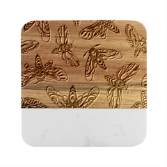 Tattoos Colorful Seamless Pattern Marble Wood Coaster (square) by Amaryn4rt