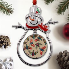 Tattoos Colorful Seamless Pattern Metal Snowman Ornament