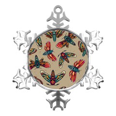 Tattoos Colorful Seamless Pattern Metal Small Snowflake Ornament by Amaryn4rt