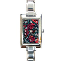 Vintage Flash Tattoos Designs Seamless Pattern Rectangle Italian Charm Watch by Amaryn4rt