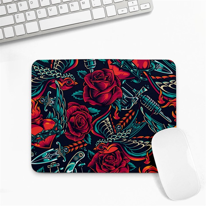 Vintage Flash Tattoos Designs Seamless Pattern Small Mousepad