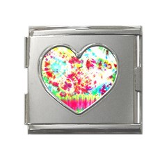 Pattern Decorated Schoolbus Tie Dye Mega Link Heart Italian Charm (18mm) by Amaryn4rt