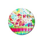 Pattern Decorated Schoolbus Tie Dye Rubber Round Coaster (4 pack) Front