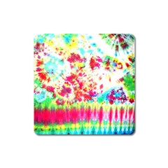 Pattern Decorated Schoolbus Tie Dye Square Magnet by Amaryn4rt