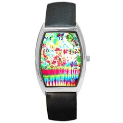 Pattern Decorated Schoolbus Tie Dye Barrel Style Metal Watch by Amaryn4rt