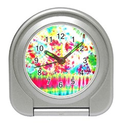 Pattern Decorated Schoolbus Tie Dye Travel Alarm Clock by Amaryn4rt