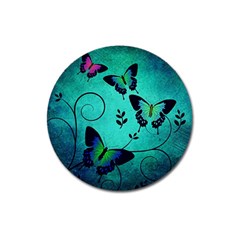 Texture Butterflies Background Magnet 3  (round) by Amaryn4rt