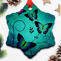 Texture Butterflies Background Ornament (snowflake) by Amaryn4rt