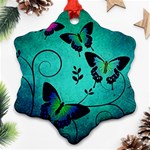 Texture Butterflies Background Ornament (Snowflake) Front