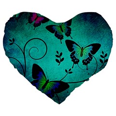 Texture Butterflies Background Large 19  Premium Flano Heart Shape Cushions by Amaryn4rt