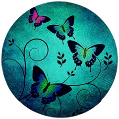 Texture Butterflies Background Wooden Puzzle Round by Amaryn4rt