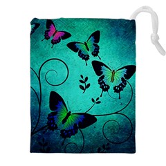 Texture Butterflies Background Drawstring Pouch (5xl) by Amaryn4rt