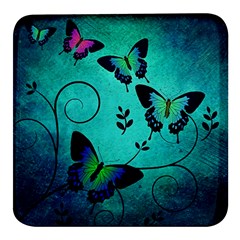 Texture Butterflies Background Square Glass Fridge Magnet (4 Pack) by Amaryn4rt