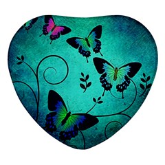 Texture Butterflies Background Heart Glass Fridge Magnet (4 Pack) by Amaryn4rt