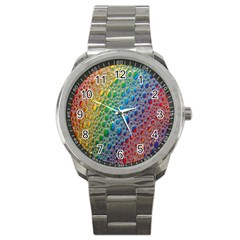 Bubbles Rainbow Colourful Colors Sport Metal Watch by Amaryn4rt