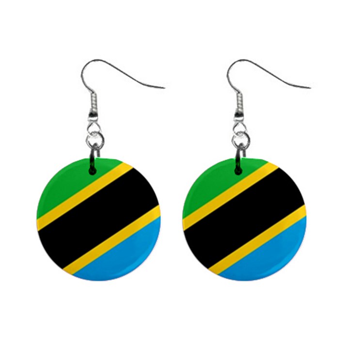 Flag Of Tanzania Mini Button Earrings