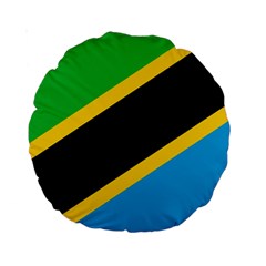 Flag Of Tanzania Standard 15  Premium Round Cushions by Amaryn4rt