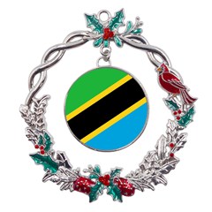 Flag Of Tanzania Metal X mas Wreath Holly Leaf Ornament by Amaryn4rt