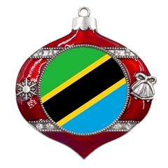 Flag Of Tanzania Metal Snowflake And Bell Red Ornament by Amaryn4rt