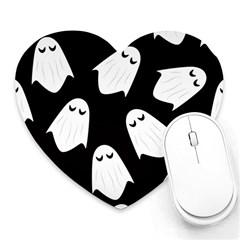 Ghost Halloween Pattern Heart Mousepad by Amaryn4rt