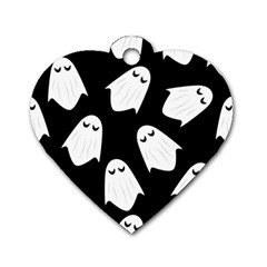 Ghost Halloween Pattern Dog Tag Heart (two Sides) by Amaryn4rt