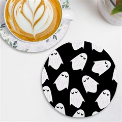 Ghost Halloween Pattern Uv Print Round Tile Coaster by Amaryn4rt