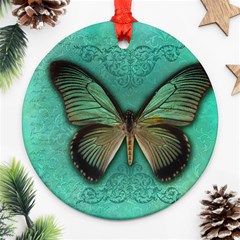 Butterfly Background Vintage Old Grunge Ornament (round) by Amaryn4rt