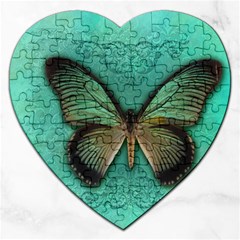 Butterfly Background Vintage Old Grunge Jigsaw Puzzle (heart) by Amaryn4rt