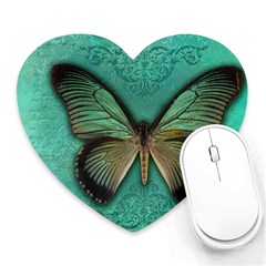 Butterfly Background Vintage Old Grunge Heart Mousepad by Amaryn4rt