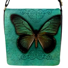 Butterfly Background Vintage Old Grunge Flap Closure Messenger Bag (s) by Amaryn4rt