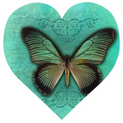 Butterfly Background Vintage Old Grunge Wooden Puzzle Heart by Amaryn4rt