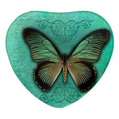 Butterfly Background Vintage Old Grunge Heart Glass Fridge Magnet (4 Pack) by Amaryn4rt