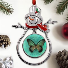 Butterfly Background Vintage Old Grunge Metal Snowman Ornament by Amaryn4rt