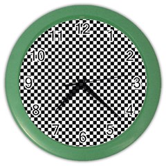 Black And White Checkerboard Background Board Checker Color Wall Clock by Amaryn4rt