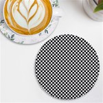 Black And White Checkerboard Background Board Checker UV Print Round Tile Coaster Front