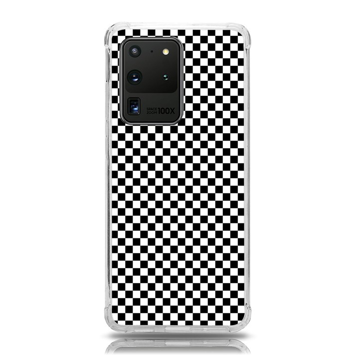 Black And White Checkerboard Background Board Checker Samsung Galaxy S20 Ultra 6.9 Inch TPU UV Case