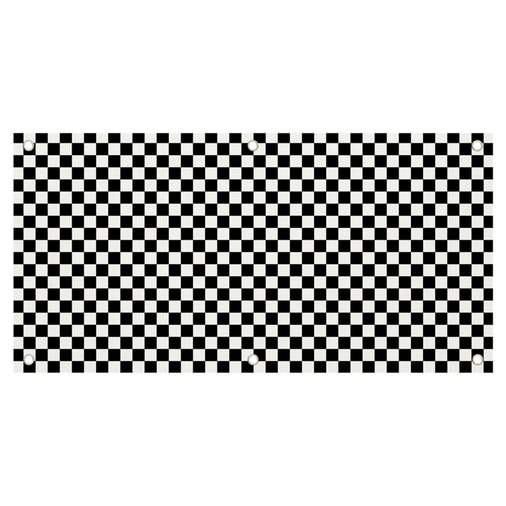 Black And White Checkerboard Background Board Checker Banner and Sign 4  x 2 