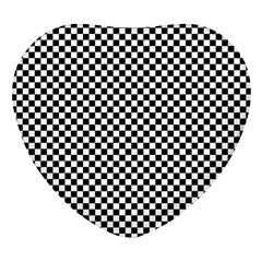 Black And White Checkerboard Background Board Checker Heart Glass Fridge Magnet (4 Pack) by Amaryn4rt