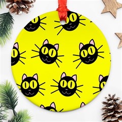 Cats Heads Pattern Design Ornament (round) by Amaryn4rt