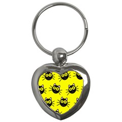 Cats Heads Pattern Design Key Chain (heart)