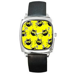 Cats Heads Pattern Design Square Metal Watch by Amaryn4rt