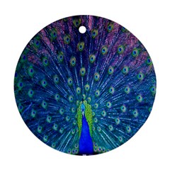 Amazing Peacock Round Ornament (two Sides) by Simbadda