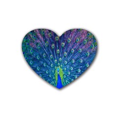 Amazing Peacock Rubber Heart Coaster (4 Pack) by Simbadda